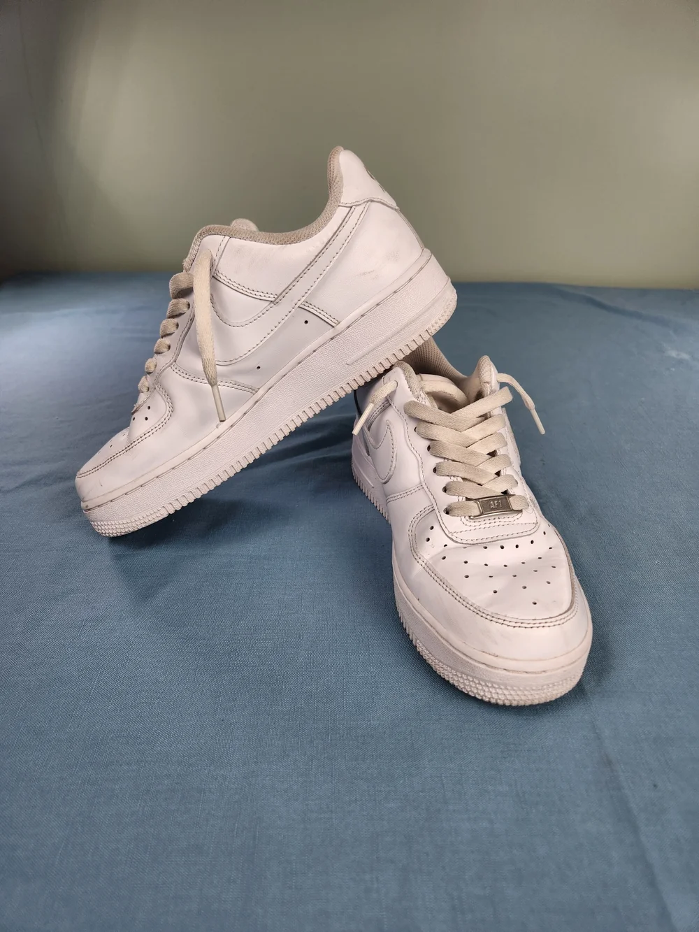 Nike Air Force 1 Low Top White Leather Lace-Up Sneakers Men's 6